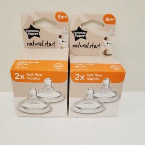 2 Tommee Tippee Closer To Nature 2 Pack Fast Flow 6+ Months Nipples